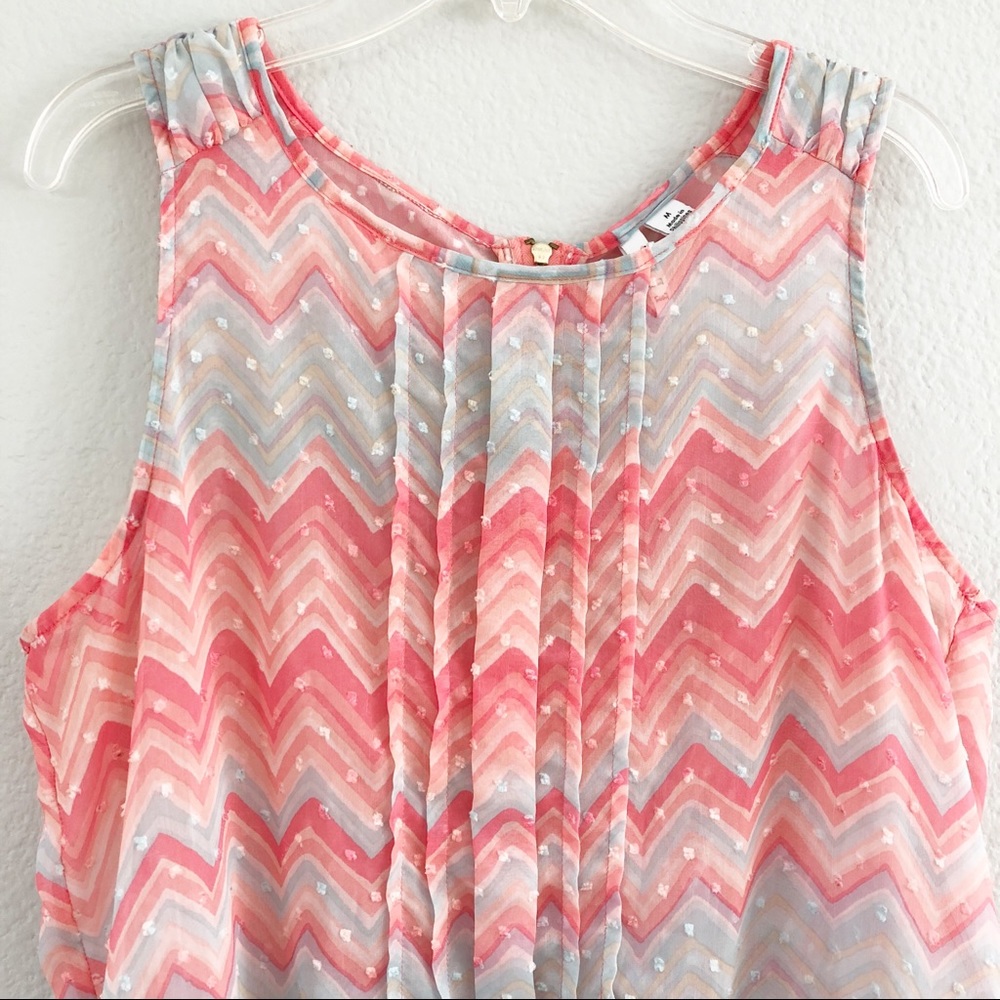 Elle Multi Color Zig Zag Patterned Sleeveless Top - image 2